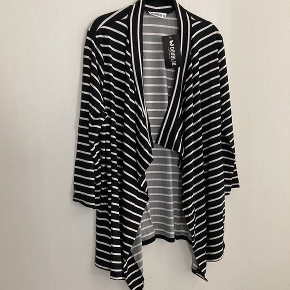 🛑LAST CHANCE🛑 2X 🆕 Striped Casual 3/4 Sleeve Cardigan 🆕 - Picture 2 of 3